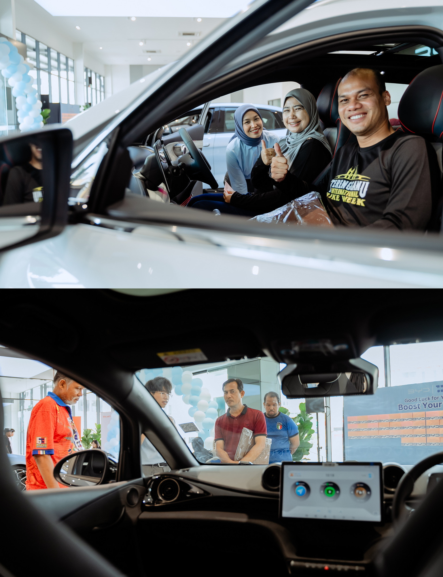 BYD Evolve Day at Macinda EV Kuantan guest interaction with vehicle photo, venue context frame 11, by Famous Bridal Kuantan