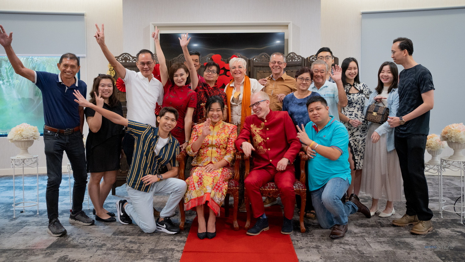 Michel & Yee Ning bridal party group portrait, natural movement frame 85, by Famous Bridal Kuantan
