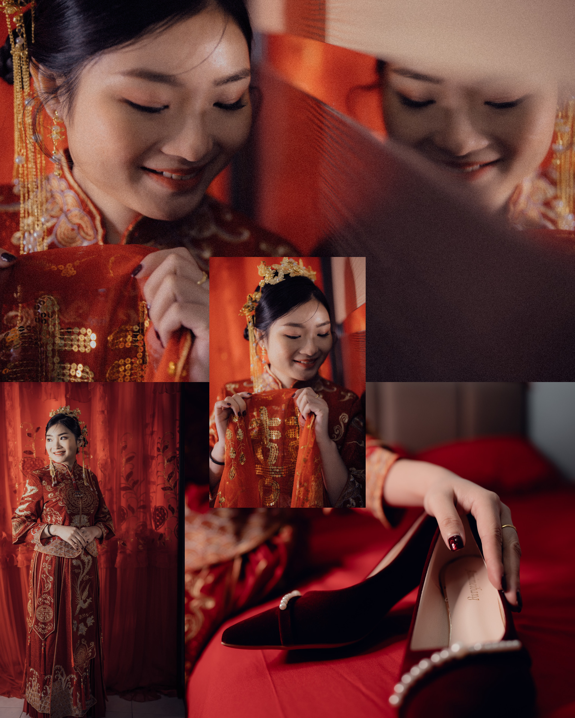 Robert & Wen Jing bridal party group portrait, natural movement frame 05, by Famous Bridal Kuantan