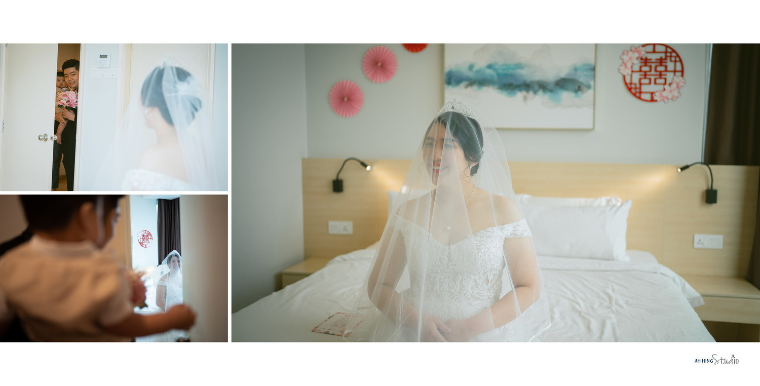 Yit Loong & Diana bridal bouquet and gown detail, natural movement frame 37, by Famous Bridal Kuantan