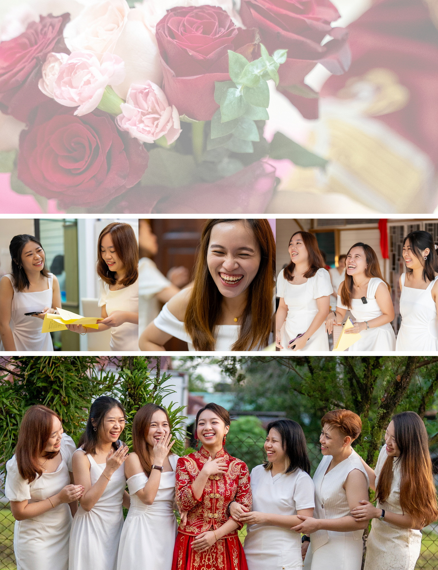 Zhen Wei & Chen Xian bridal party group portrait, natural movement frame 05, by Famous Bridal Kuantan