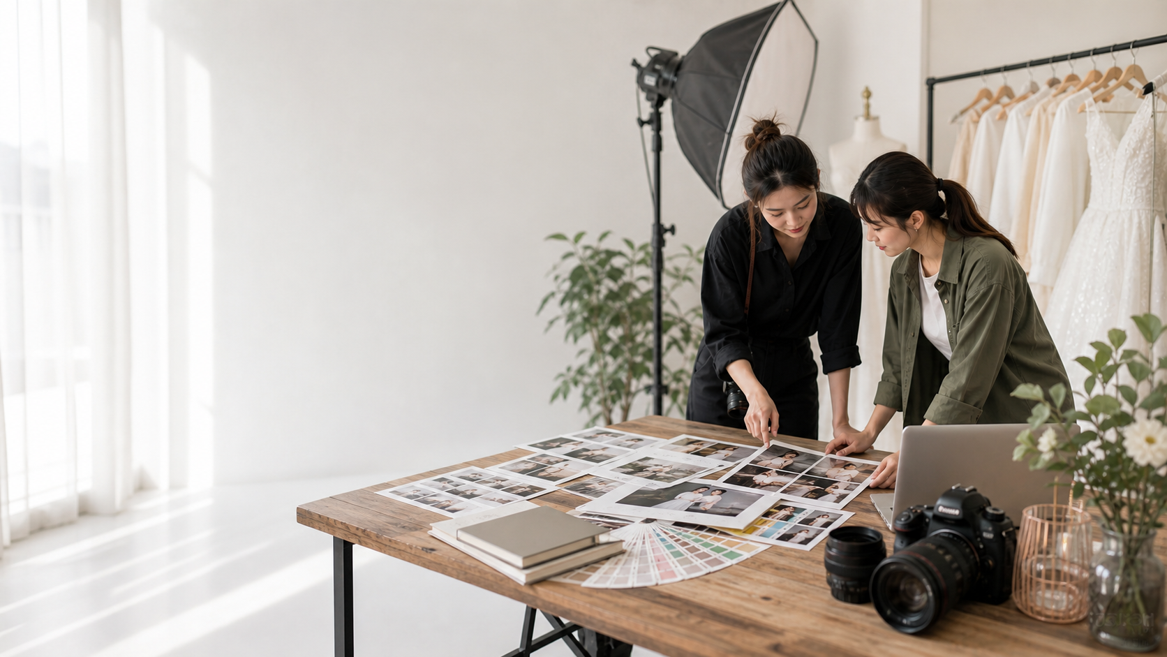 Famous Bridal internship learning environment in a bridal photography studio