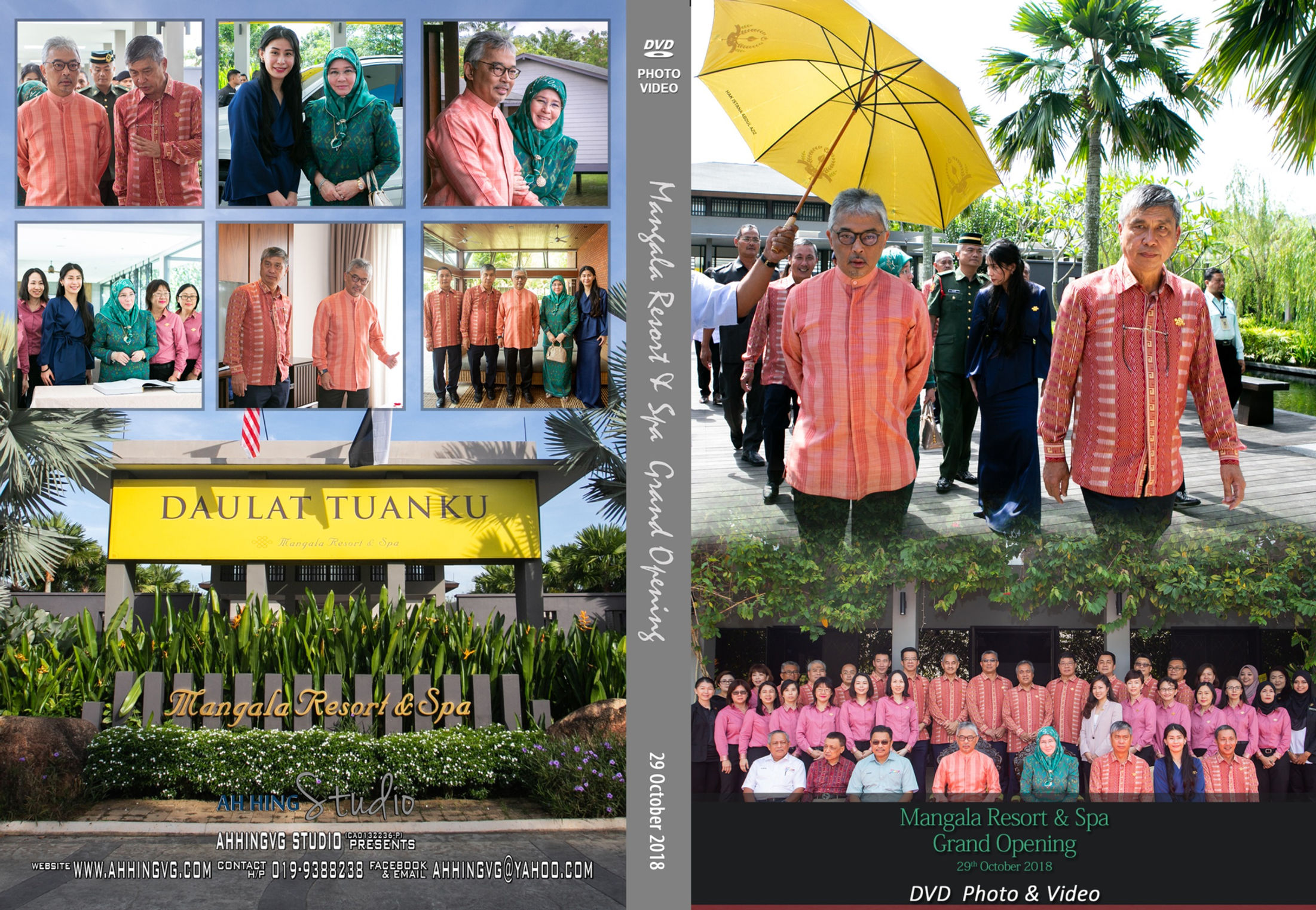 Kuantan corporate event photography collage at Mangala Resort with group portraits, event signage, and outdoor guest photos