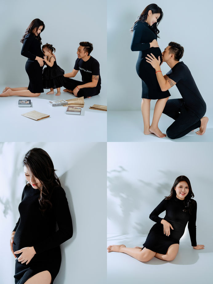 Maternity photo session with husband and child