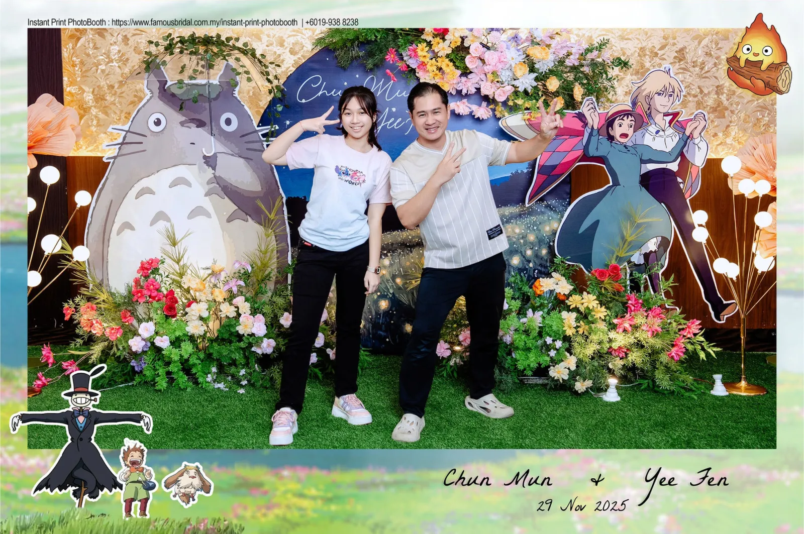 Corporate event instant print photobooth guests with custom frame