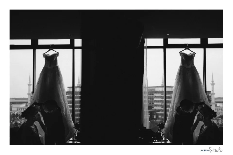 Adrian & Sandra natural bride and groom portrait, quiet in-between moment frame 02, by Famous Bridal Kuantan