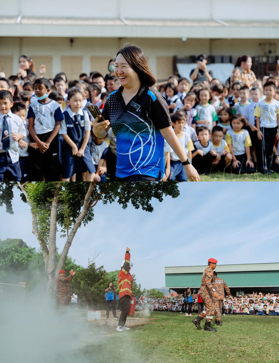 培才华校紧急疏散火警演习 teacher coordination during safety drill, venue context frame 11, by Famous Bridal Kuantan