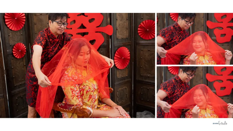 Michel & Yee Ning family blessing wedding portrait, quiet in-between moment frame 26, by Famous Bridal Kuantan