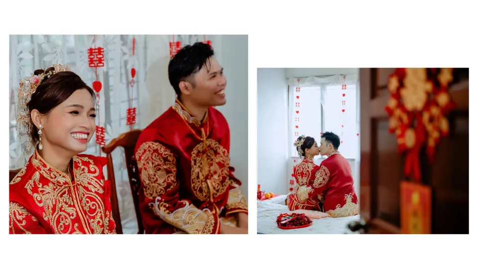 Su Leng & Sook Yin bridal bouquet and gown detail, story opener frame 17, by Famous Bridal Kuantan